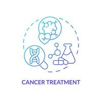 Câncer tratamento azul gradiente conceito ícone. Inovativa soluções dentro oncologia tratamento. inscrição do precisão remédio abstrato idéia fino linha ilustração. isolado esboço desenhando vetor