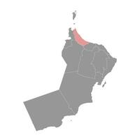 al batinah norte governadoria mapa, administrativo divisão do Omã. vetor ilustração.
