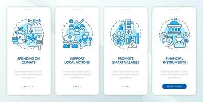 rural desenvolvimento programa azul onboarding Móvel aplicativo tela. passo a passo 4 passos editável gráfico instruções com linear conceitos. interface do usuário, ux, gui modelo vetor