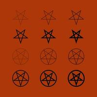 pentagrama e ritual círculo emblemas e sigilo oculto símbolos diabo placa vetor