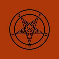 pentagrama e ritual círculo emblemas e sigilo oculto símbolos diabo placa vetor