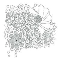 página de coloração de mandala floral. ilustração em vetor flor