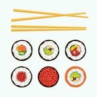 Sushi conjunto isolado vetor