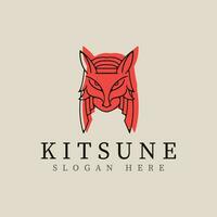 kitsune mascarar linha arte logotipo vetor ilustração modelo Projeto.