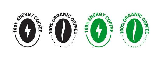 café feijões. orgânico e energia café. Distintivos e rótulos. vetor escalável gráficos