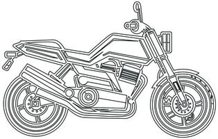 vetor linha arte motocicleta para conceito Projeto. esporte bicicleta Preto contorno esboço esboço ilustração isolado em branco fundo. acidente vascular encefálico sem preencher.