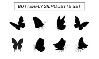 conjunto do vôo borboletas silhueta. vetor