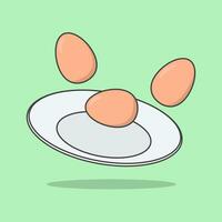 ovos em uma prato desenho animado vetor ilustração. frango ovo plano ícone esboço