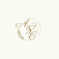 iniciais ac Casamento monograma logotipo com folhas e elegante circular linhas vetor