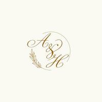 iniciais ah Casamento monograma logotipo com folhas e elegante circular linhas vetor