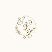 iniciais cy Casamento monograma logotipo com folhas e elegante circular linhas vetor