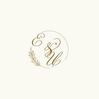 iniciais eu Casamento monograma logotipo com folhas e elegante circular linhas vetor