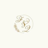 iniciais fq Casamento monograma logotipo com folhas e elegante circular linhas vetor