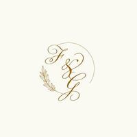 iniciais fg Casamento monograma logotipo com folhas e elegante circular linhas vetor