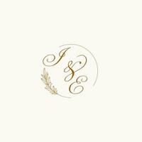 iniciais ie Casamento monograma logotipo com folhas e elegante circular linhas vetor