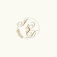 iniciais Eu iria Casamento monograma logotipo com folhas e elegante circular linhas vetor