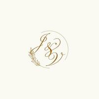 iniciais jv Casamento monograma logotipo com folhas e elegante circular linhas vetor