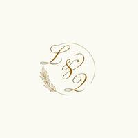 iniciais lq Casamento monograma logotipo com folhas e elegante circular linhas vetor