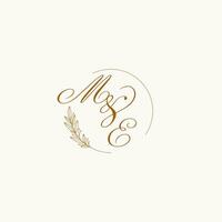 iniciais mim Casamento monograma logotipo com folhas e elegante circular linhas vetor