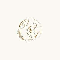 iniciais ou Casamento monograma logotipo com folhas e elegante circular linhas vetor