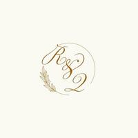 iniciais rq Casamento monograma logotipo com folhas e elegante circular linhas vetor