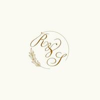 iniciais rs Casamento monograma logotipo com folhas e elegante circular linhas vetor