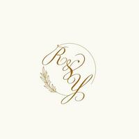 iniciais ry Casamento monograma logotipo com folhas e elegante circular linhas vetor