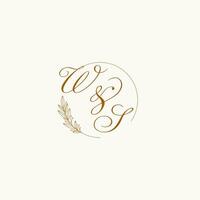 iniciais ws Casamento monograma logotipo com folhas e elegante circular linhas vetor