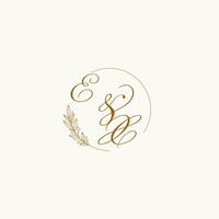 iniciais ex Casamento monograma logotipo com folhas e elegante circular linhas vetor