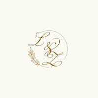 iniciais lz Casamento monograma logotipo com folhas e elegante circular linhas vetor