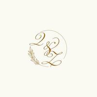 iniciais qz Casamento monograma logotipo com folhas e elegante circular linhas vetor