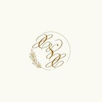 iniciais xx Casamento monograma logotipo com folhas e elegante circular linhas vetor