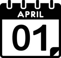 1 abril glifo ícone vetor
