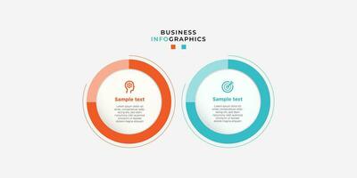 design de modelo de infográfico de negócios moderno com 2 etapas ou opções. design legal para diagrama de processo, apresentações, layout de fluxo de trabalho, banner, fluxograma, informações de parede. eps10 vector