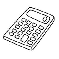 calculadora matemática dispositivo mão desenhado vetor rabisco ilustração, Preto contorno.