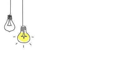 1 linha luz lâmpada luminária arte. contínuo solteiro linha ideia, criativo, energia conceito lâmpada. chuva de ideias, o negócio solução Projeto conceito. vetor