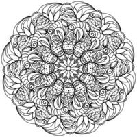 Páscoa mandala com estampado ovos, flores e ornamentado redemoinhos, meditativo coloração página para a feriado vetor