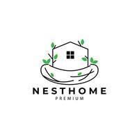 casa ninho logotipo com linha arte conceito construção vetor ícone símbolo ilustração minimalista Projeto