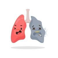 ilustração do saudável pulmões e fumar pulmões desenho animado. saúde ícone símbolo vetor