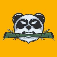 ilustração, vetor, logotipo do uma panda cabeça morder bambu vetor