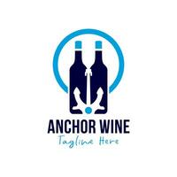 âncora vinho vetor ilustração logotipo