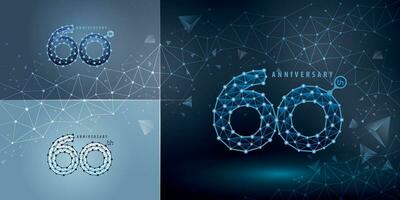 conjunto do 60 aniversário logótipo projeto, sessenta anos a comemorar aniversário logotipo vetor