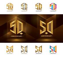conjunto do 50 aniversário logótipo projeto, cinquenta anos comemoro aniversário logotipo vetor