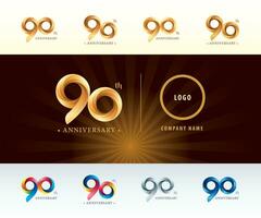 conjunto do 90 aniversário logótipo projeto, noventa anos celebração aniversário logotipo vetor