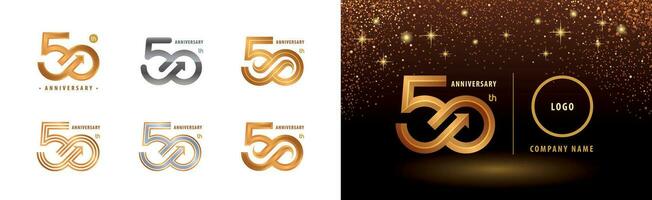 conjunto do 50 aniversário logótipo projeto, cinquenta anos aniversário celebração vetor