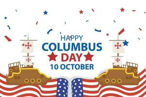 09 Outubro celebração feliz Colombo dia bandeira e social meios de comunicação modelo vetor ilustração