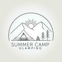 verão acampamento. glamping logotipo linha arte vetor ilustração Projeto