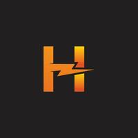 vetor carta h logotipo com relâmpago