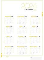 coleção do 2024 calendários. vetor bolso calendário Projeto. domingo começa em Domingo. janeiro, fevereiro, marchar, abril, poderia, junho, julho, agosto, setembro, Outubro, novembro, dezembro