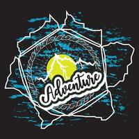 aventura Sombrio t camisa Projeto em Preto fundo vetor